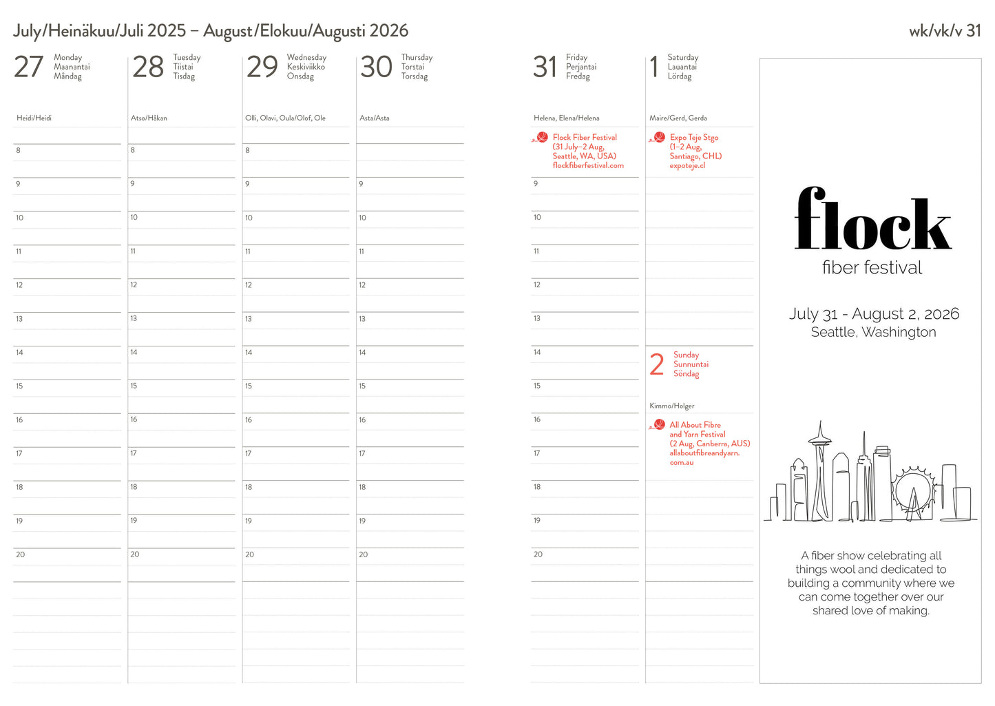 Knitter's Year 2026 Weekly Planner - LAINE