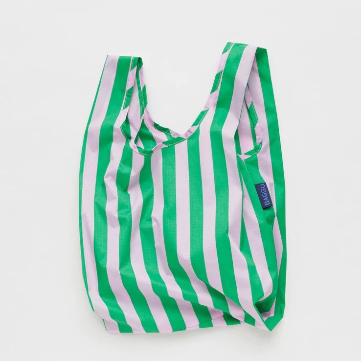 Baby Baggu — Pink Green Awning Stripe